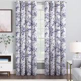 Forest Tree Branches White Navy Blue Botanical Blackout Window Curtain ELOISE