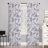 Forest Tree Branches White Navy Blue Botanical Blackout Window Curtain ELOISE