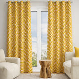 African Geometric Yellow White Mudcloth Blackout Window Curtain FURAHA