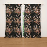 Dark Botanic Garden Watercolor Bouquet Floral Blackout Window Curtain VELORA