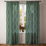 Abstract Modern Geometric Minimalist Green Semi Sheer Window Curtain VERDE