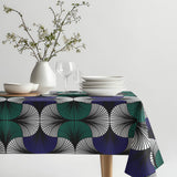 African Kitenge Navy Blue Green Ethnic Tablecloth HADIZA