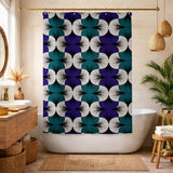African Kitenge Navy Blue Green Ethnic Shower Curtain HADIZA