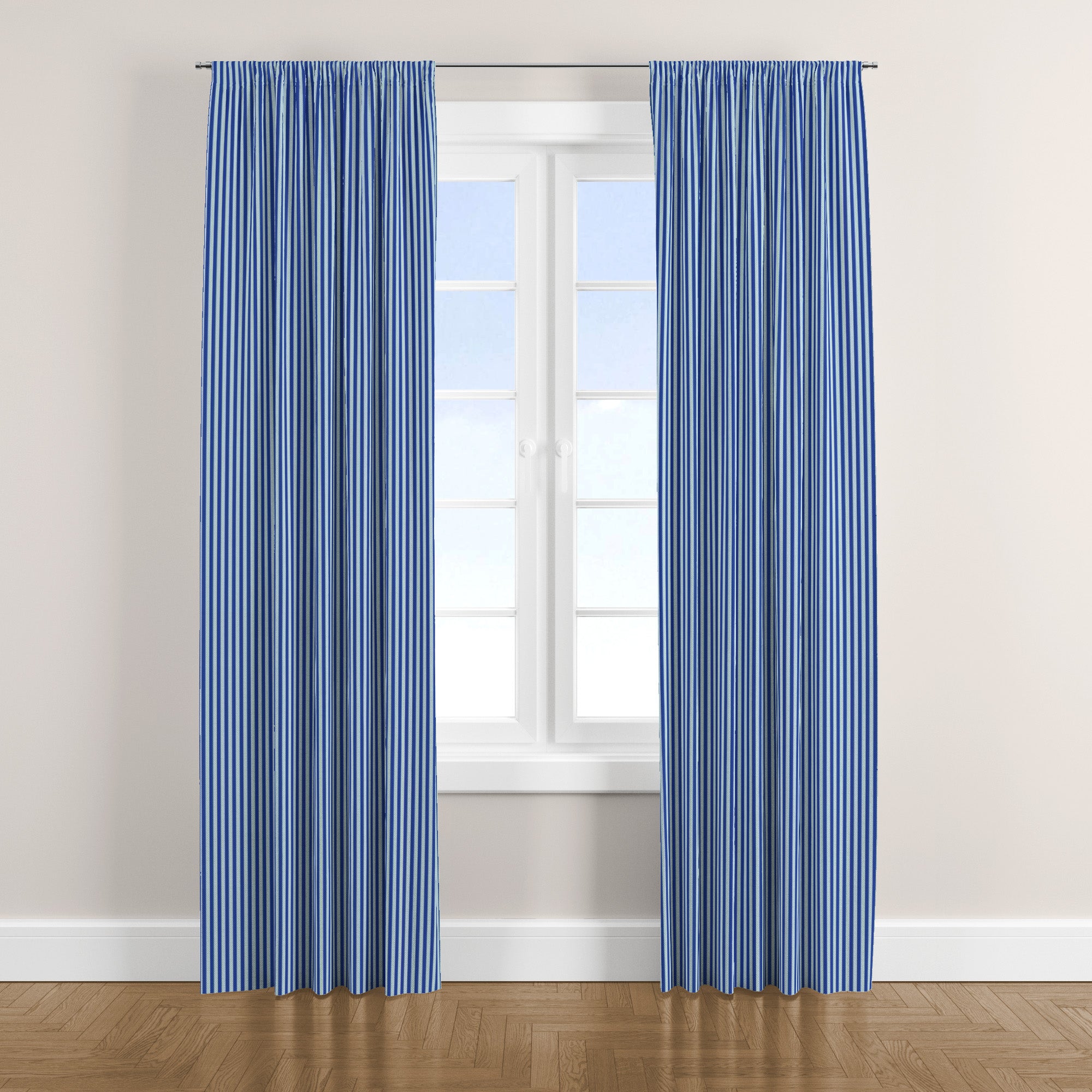 Sky Blue Vertical Stripes Nordic Scandinavian Blackout Window Curtain HAVN