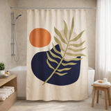 Abstract Natural Earthy Tones Botanical Shower Curtain HELSA