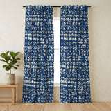 Shibori Triangle Indigo Blue White Blackout Window Curtain HENDRA
