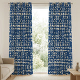 Shibori Triangle Indigo Blue White Blackout Window Curtain HENDRA