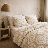 Abstract Wabi Sabi Scandinavian Shibori Beige White Cotton Duvet Cover Set HILDA