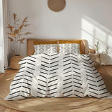 African Black Off-White Ethnic Mudcloth Cotton Duvet Cover Set IMAMU