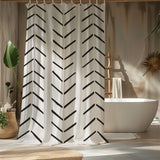 African Black Off-White Ethnic Mudcloth Farmhouse Shower Curtain IMAMU