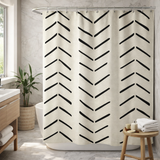 African Black Off-White Ethnic Mudcloth Farmhouse Shower Curtain IMAMU