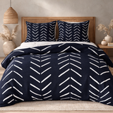 Modern Geometric Black Off-White Mudcloth Cotton Duvet Cover Set IMAMU