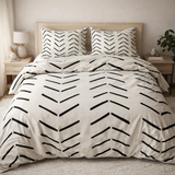 Modern Geometric Black Off-White Mudcloth Cotton Duvet Cover Set IMAMU