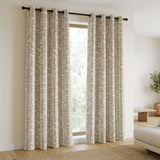 Abstract Organic Shibori Triangle Beige White Blackout Window Curtain INDAH