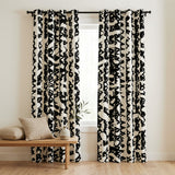 Abstract Organic Triangle Shibori Black Off-White Blackout Window Curtain INDAH