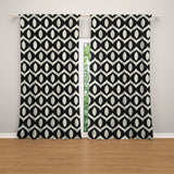 Scandinavian Geometric Black Off-White Blackout Window Curtain INGER