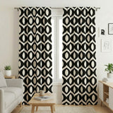 Scandinavian Geometric Black Off-White Blackout Window Curtain INGER