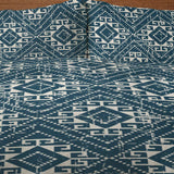 Abstract Geometric Ethnic Mudcloth Aegean Blue Cotton Duvet Cover Set KAI