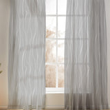 Abstract Modern Geometric Grey White Minimalist Semi Sheer Window Curtain KALA