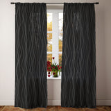 Abstract Modern Geometric Black White Minimalist Semi Sheer Window Curtain KALA