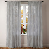 Abstract Modern Geometric Grey White Minimalist Semi Sheer Window Curtain KALA