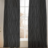 Abstract Modern Geometric Black White Minimalist Semi Sheer Window Curtain KALA