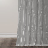 Abstract Modern Geometric Grey White Minimalist Semi Sheer Window Curtain KALA