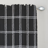 Minimalist Farmhouse Geometric White Black Checkered Semi Sheer Window Curtain LORAH