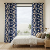 Wabi Sabi Shibori Japanese Print Blue Blackout Window Curtain KASEEM