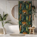 Tigers And Leaves Boho Jungle Tropical Shower Curtain KENDARI