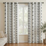 African Minimalist Black White Mudcloth Ethnic Blackout Window Curtain KIGALI