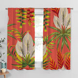 Exotic Flower Green Leaves Orange Tropical Blackout Window Curtains KONA - 2 Panels