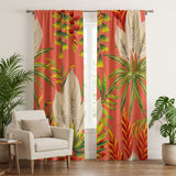 Tropical Exotic Flower Orange Blackout Window Curtains KONA - 2 Panels