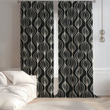 Abstract Organic Floral Geometric Black White Blackout Window Curtain KORI