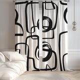 Abstract Geometric Black White Mid Century Modern Blackout Window Curtains KUMASA - 2 Panels