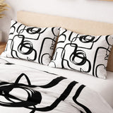 Geometric Black White Mid Century Modern Cotton Duvet Cover Set KUMASA