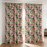 Oriental Floral Art Blossom Pheasant Blackout Window Curtain KYOKA