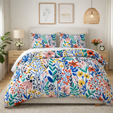 Botanical Floral Tiny Wildflower Multicolor Cotton Duvet Cover Set LANEY