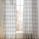 Minimalist Farmhouse Geometric Black White Checkered Semi Sheer Window Curtain LORAH