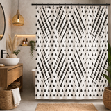 African Mudcloth Print Black Off-White Ethnic Shower Curtain LUSAKA