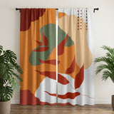 Abstract Tropical Leaf Orange Red Blackout Window Curtains LYRIA - 2 Panels