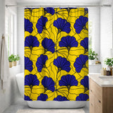 African Kitenge Yellow Navy Blue Floral Ethnic Shower Curtain MAKENA