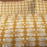 Mid Century Geometric Retro Floral Mustard Cotton Duvet Cover Set MARGARET