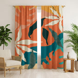 Abstract Tropical Multicolor Leaf Blackout Window Curtains MATIRA - 2 Panels