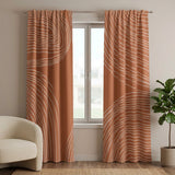 Abstract Line Art Earthy Terracotta Boho Blackout Window Curtains MAYE - 2 Panels