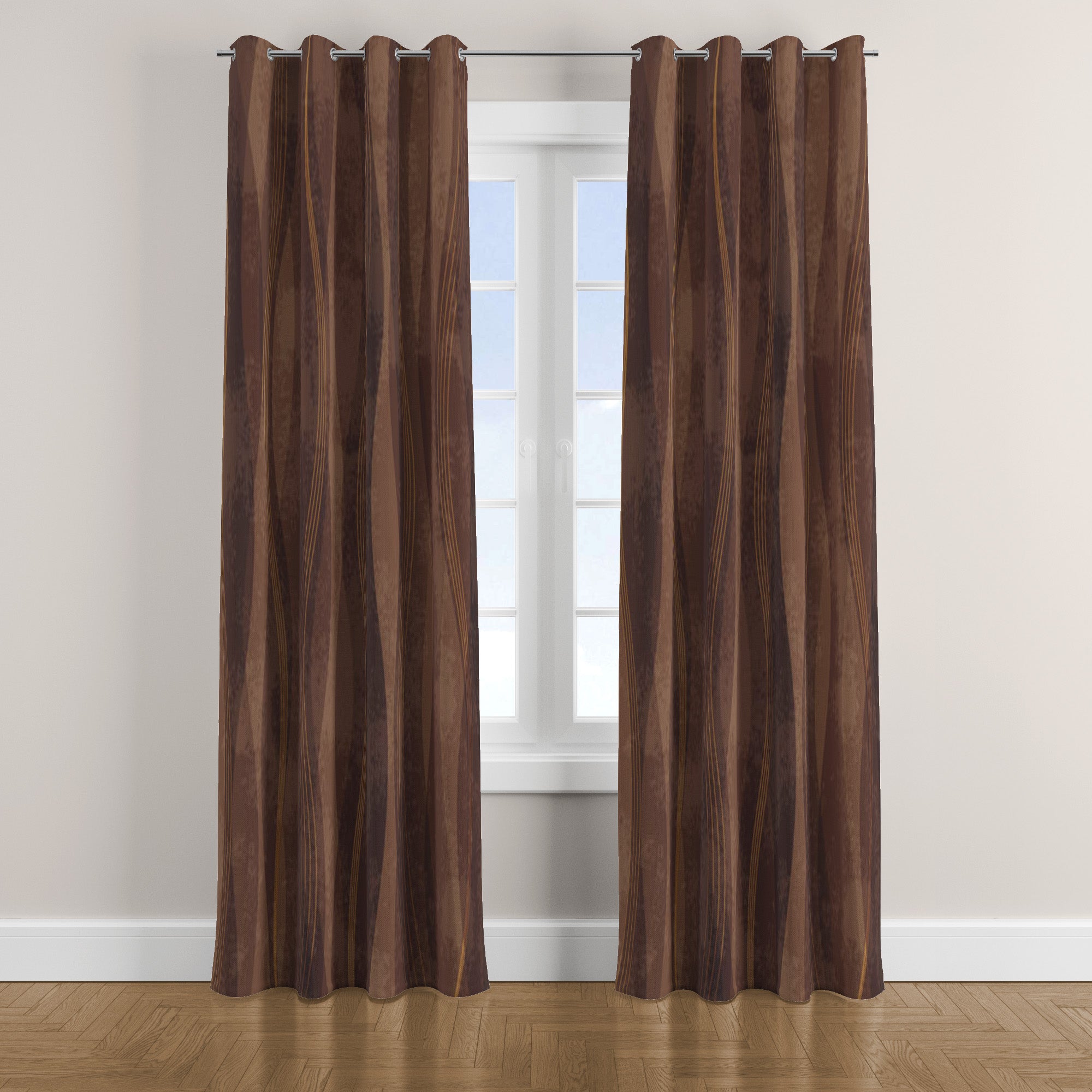 Retro Vintage Chic Mocha Brown Blackout Window Curtain MOCHA