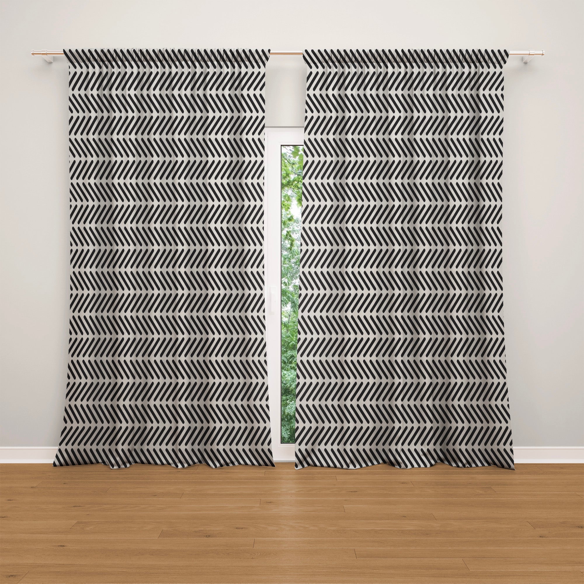 Scandinavian Minimalist Geometric Black White Blackout Window Curtain NAIROBI
