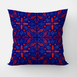 Scandinavian Christmas Geometric Red Blue Leaves Throw Pillow Cover JULE