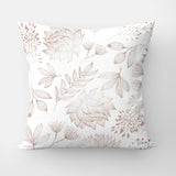 Rose Gold Floral Blossom Branches White Christmas Throw Pillow Cover BIANCA