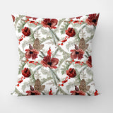 Poppy Flowers Fir Tree Branches Berries Christmas Throw Pillow Cover ANEMONE